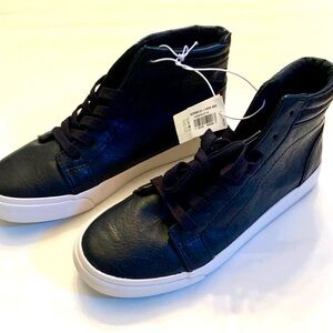 NEW!! OLD NAVY Kids Black Leather High-Top Sneakers W/Tags